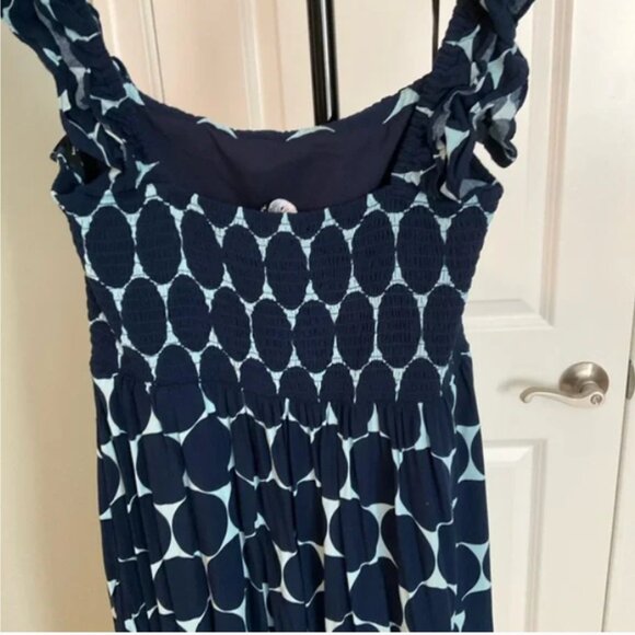 Kate Spade Joy Dot Ruffle Midi Dress Navy XL EUC - Picture 7 of 9